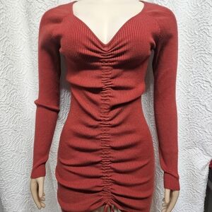 Elegant Red Ruched Dress